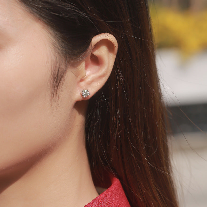 Rectangle Geometric Stud Earrings in 925 Silver