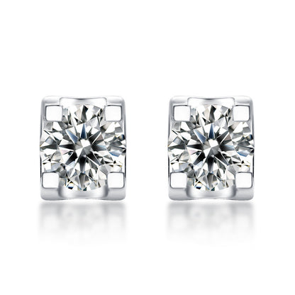 Rectangle Geometric Stud Earrings in 925 Silver