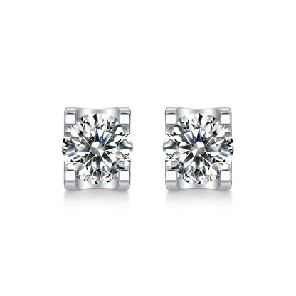 Rectangle Geometric Stud Earrings in 925 Silver