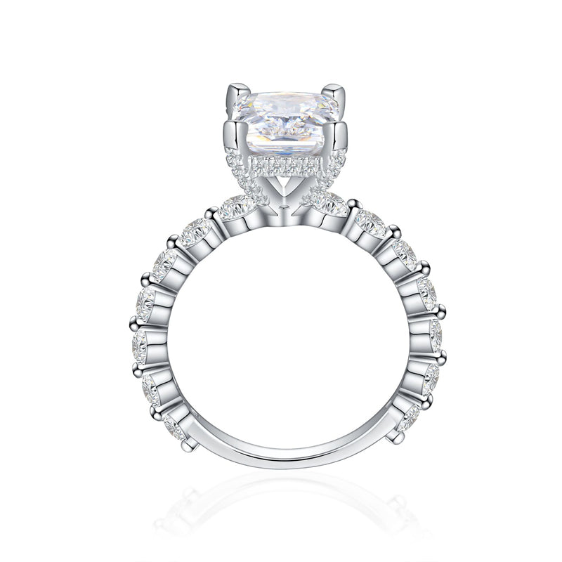 Rectangular 5A Zirconia 925 Silver Ring - Princess Cut Ice-Style Band for Women