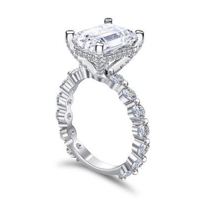 Rectangular 5A Zirconia 925 Silver Ring - Princess Cut Ice-Style Band for Women