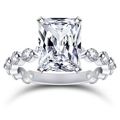 Rectangular 5A Zirconia 925 Silver Ring - Princess Cut Ice-Style Band for Women
