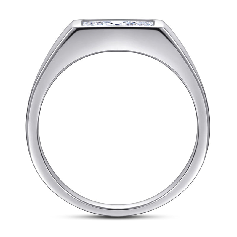 Rectangular Zircon Men's Ring - 925 Sterling Silver Modern Statement Jewelry