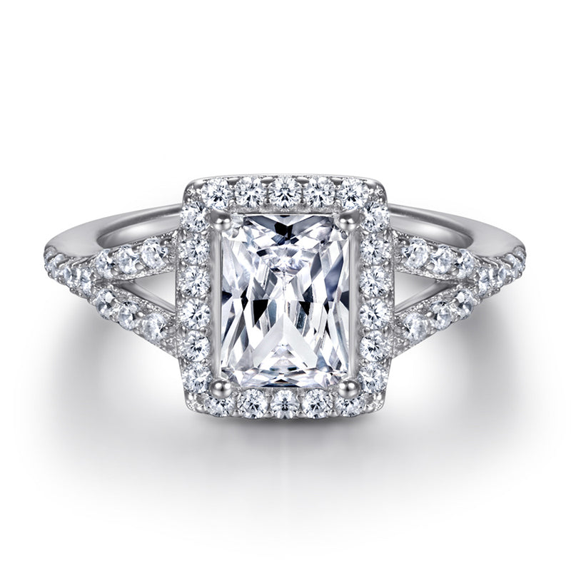Rectangular Zircon Statement Ring - 925 Sterling Silver Bold Index Finger Jewelry