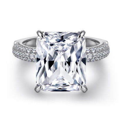 Rectangular Zirconia 925 Silver Ring - Elegant European Engagement Band