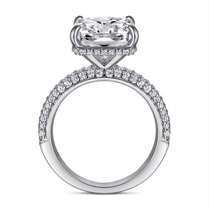 Rectangular Zirconia 925 Silver Ring - Elegant European Engagement Band
