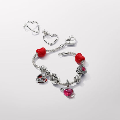 Red Heart & Arrow Murano Glass Dangle Charm