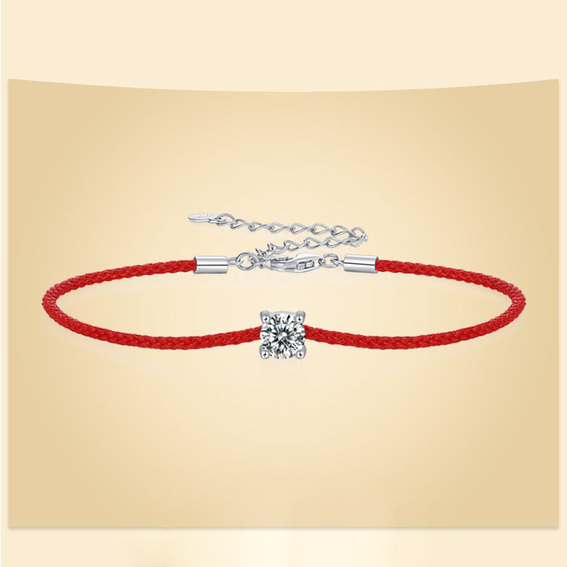 Red Thread Bracelet with Moissanite