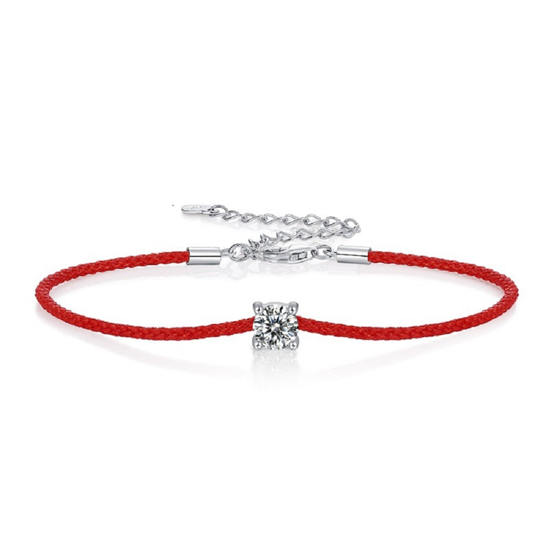 Red Thread Bracelet with Moissanite