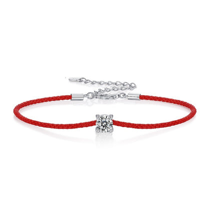 Red Thread Bracelet with Moissanite