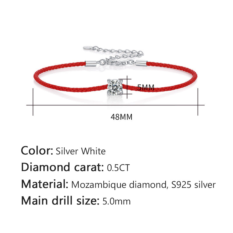 Red Thread Bracelet with Moissanite