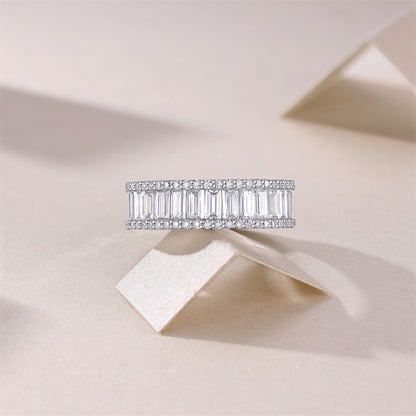 Refined 925 Silver Band Featuring Mixed Moissanite