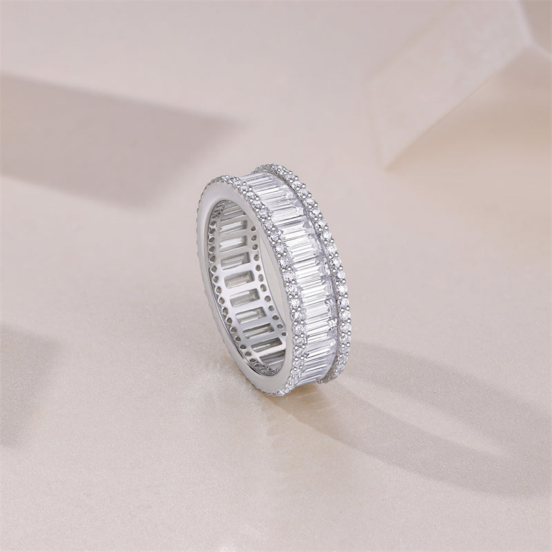 Refined 925 Silver Band Featuring Mixed Moissanite