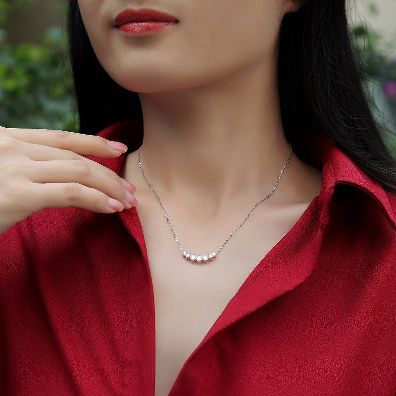 Refined Cross Chain Necklace Featuring Moissanite Accents