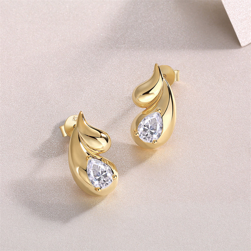 Refined Geometric Moissanite Earrings with Teardrop Stones