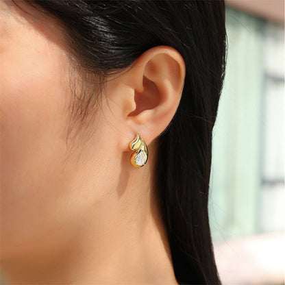 Refined Geometric Moissanite Earrings with Teardrop Stones