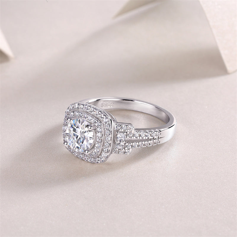 Refined Moissanite Accented Geometric Silver Band