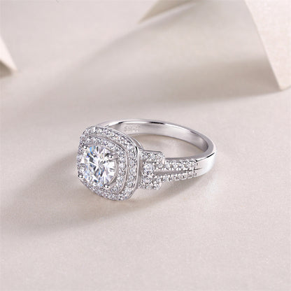 Refined Moissanite Accented Geometric Silver Band