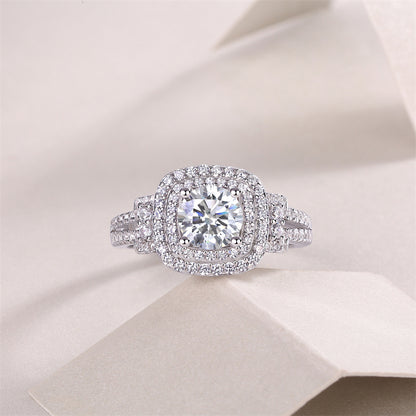 Refined Moissanite Accented Geometric Silver Band