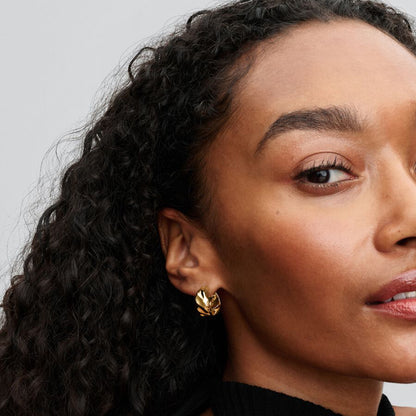 Gold Plated Wavy Hoop Earrings