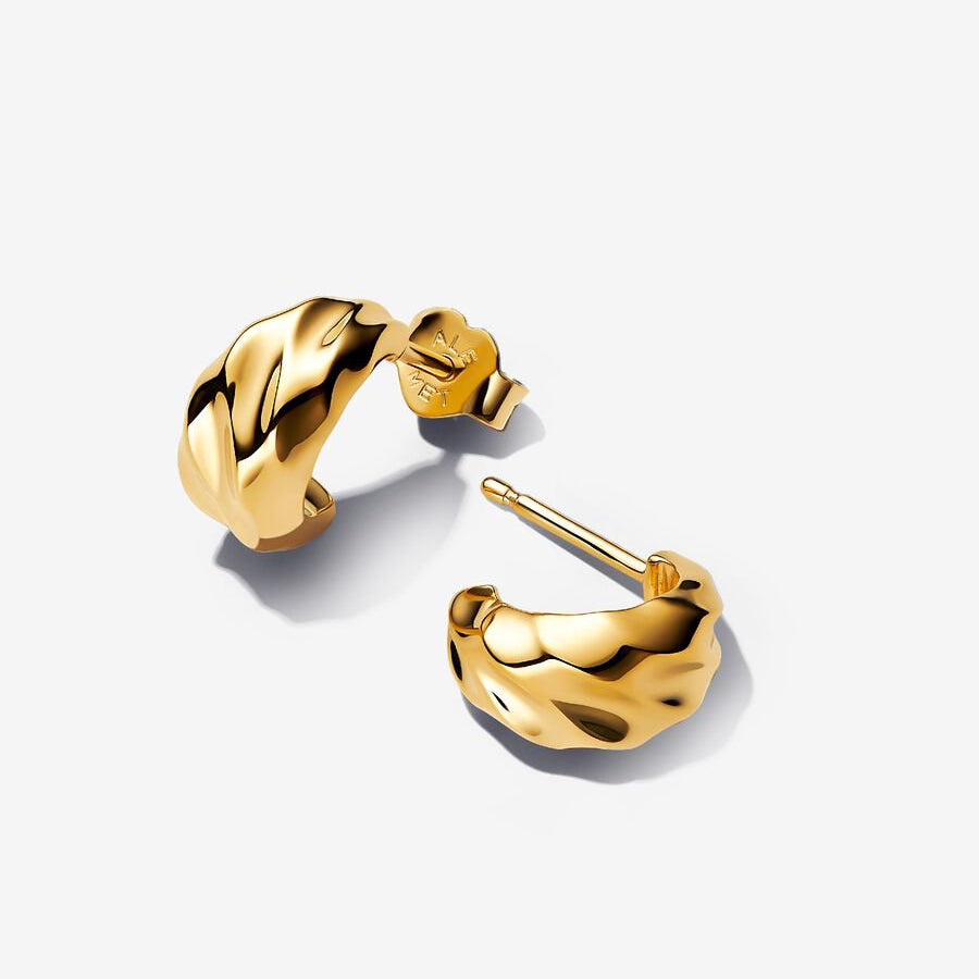 14k Gold Rippled Hoop Earrings