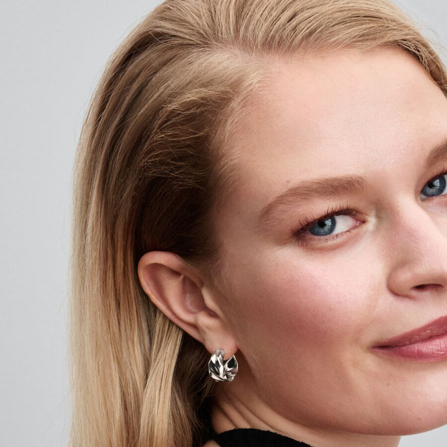 Sterling Silver Rippled Hoop Earrings