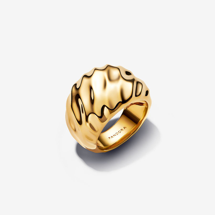 14k Gold Rippled Statement Ring