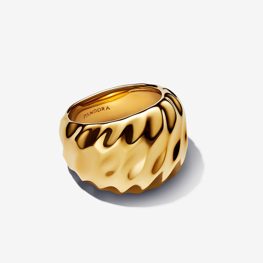14k Gold Rippled Statement Ring