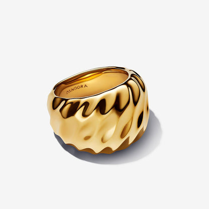 14k Gold Rippled Statement Ring