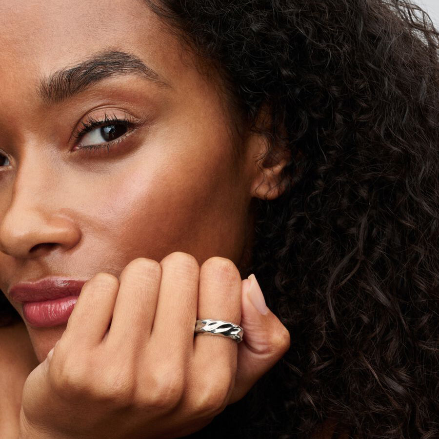 Sterling Silver Rippled Band Ring