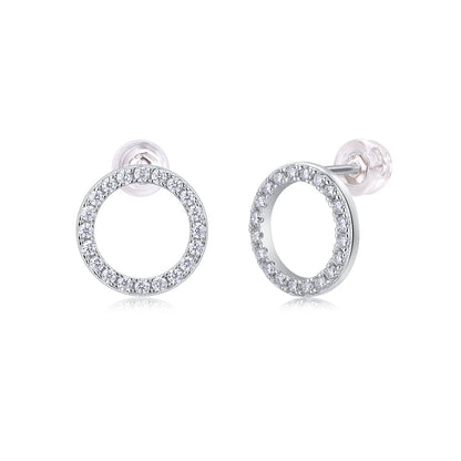 Round Diamond Stud Earrings in 925 Silver