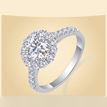 Round Moissanite Ring in 925 Silver
