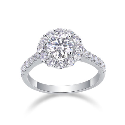 Round Moissanite Ring in 925 Silver