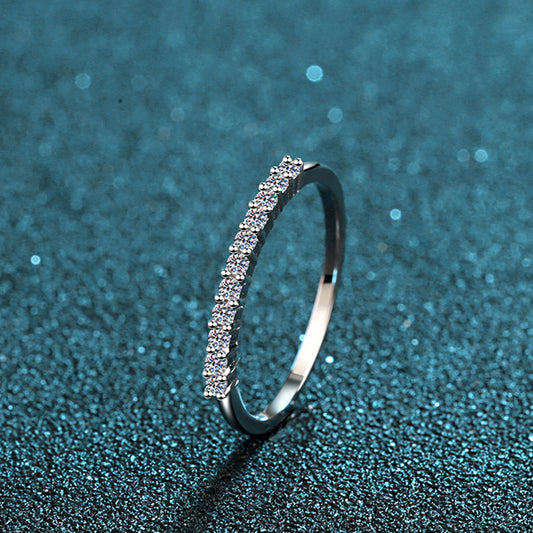 S925 Sterling Silver 0.16ct Moissanite Eternity Band | Camellia Engaged Ring with Simulated Diamonds