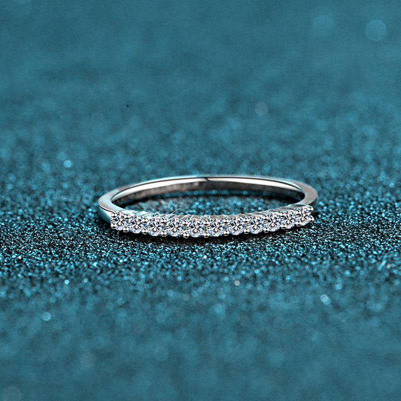 S925 Sterling Silver 0.16ct Moissanite Eternity Band | Camellia Engaged Ring with Simulated Diamonds