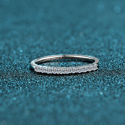 S925 Sterling Silver 0.16ct Moissanite Eternity Band | Camellia Engaged Ring with Simulated Diamonds