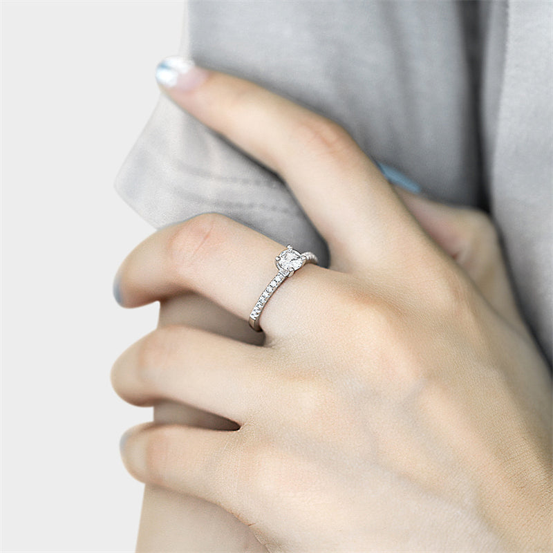 S925 Sterling Silver 0.5ct Solitaire Ring - Korean Style Minimalist Zirconia Jewelry
