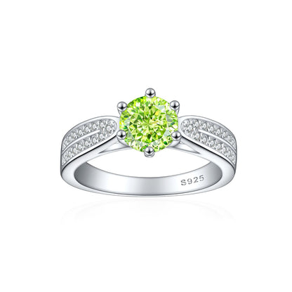 S925 Sterling Silver 1.2ct Ice-Cut Celestial Ring - 7×7mm Colored Gemstone Statement Jewelry