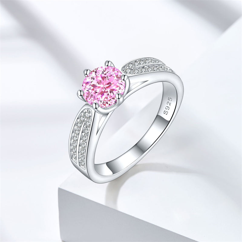 S925 Sterling Silver 1.2ct Ice-Cut Celestial Ring - 7×7mm Colored Gemstone Statement Jewelry