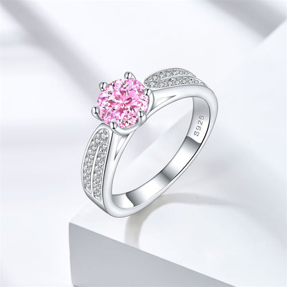 S925 Sterling Silver 1.2ct Ice-Cut Celestial Ring - 7×7mm Colored Gemstone Statement Jewelry