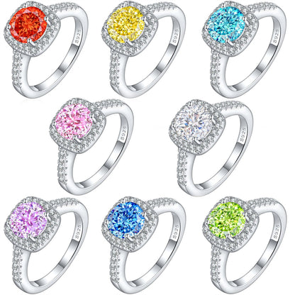 S925 Sterling Silver 1.2ct Rose-Cut Flame Ring - 7×7mm Floral Inspired Colored Gemstone Bridal Jewelry
