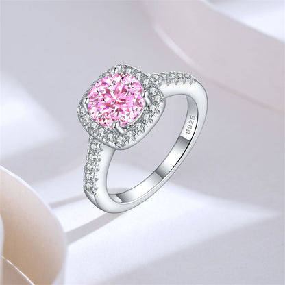 S925 Sterling Silver 1.2ct Rose-Cut Flame Ring - 7×7mm Floral Inspired Colored Gemstone Bridal Jewelry