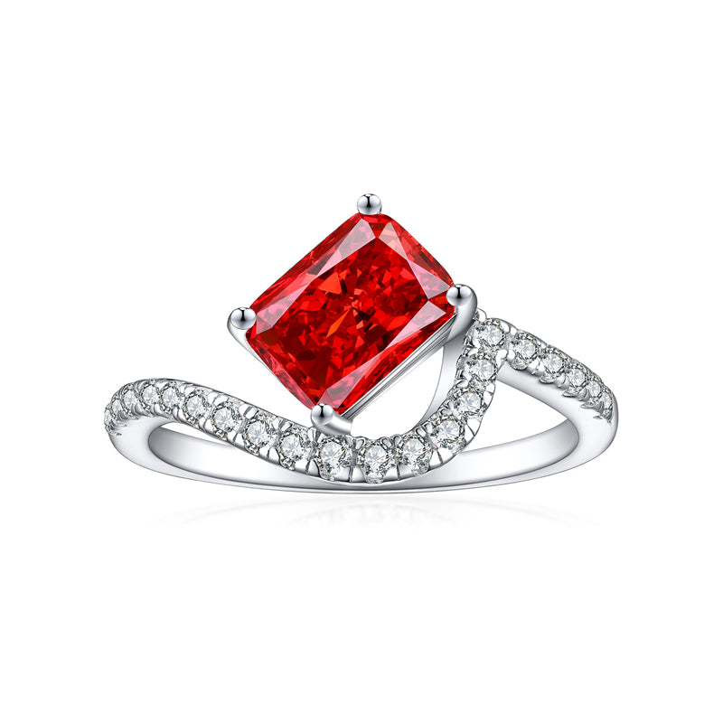 S925 Sterling Silver 1.5ct Flame-Cut Square Zirconia Ring - Luxury Geometric Statement Jewelry for Women