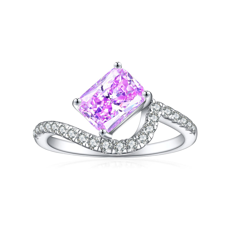 S925 Sterling Silver 1.5ct Flame-Cut Square Zirconia Ring - Luxury Geometric Statement Jewelry for Women