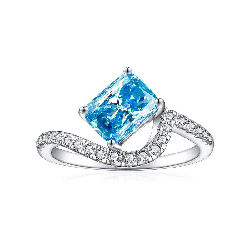 S925 Sterling Silver 1.5ct Flame-Cut Square Zirconia Ring - Luxury Geometric Statement Jewelry for Women