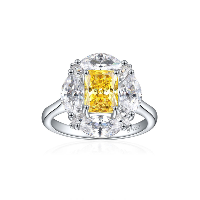 S925 Sterling Silver 1.5ct Square-Cut Wedding Ring - Icy Princess Cut Colored Gemstone Jewelry