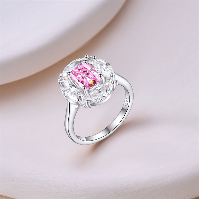 S925 Sterling Silver 1.5ct Square-Cut Wedding Ring - Icy Princess Cut Colored Gemstone Jewelry