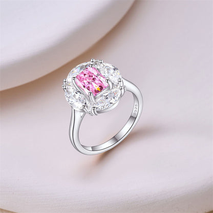 S925 Sterling Silver 1.5ct Square-Cut Wedding Ring - Icy Princess Cut Colored Gemstone Jewelry