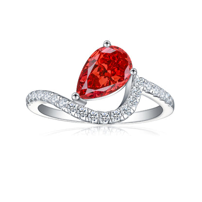 S925 Sterling Silver 1.5ct Teardrop Flame-Cut Ring - Elegant 6×9mm Princess Cut Zirconia Jewelry