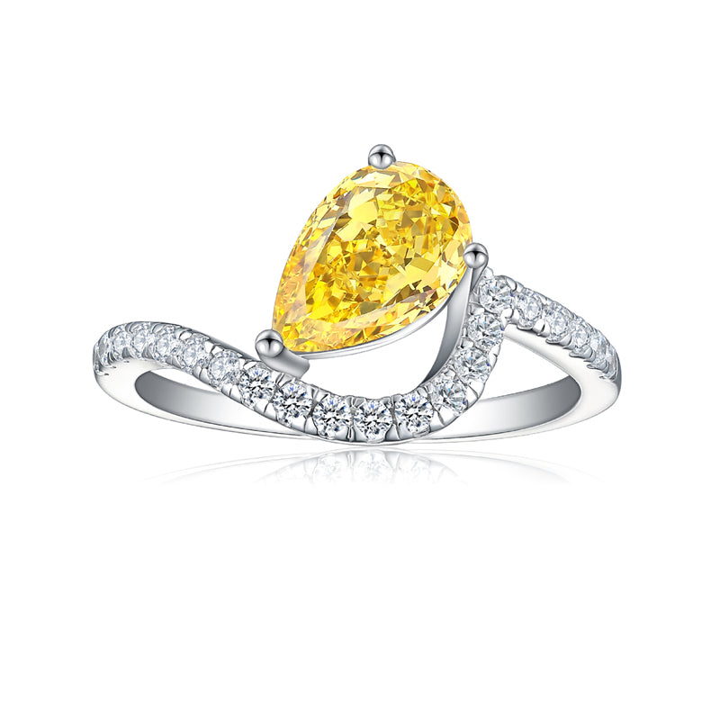 S925 Sterling Silver 1.5ct Teardrop Flame-Cut Ring - Elegant 6×9mm Princess Cut Zirconia Jewelry